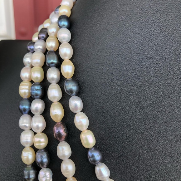 Multi Color Strand Freshwater Pearl Necklace 100" - Picture 3 of 11